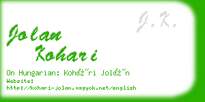 jolan kohari business card